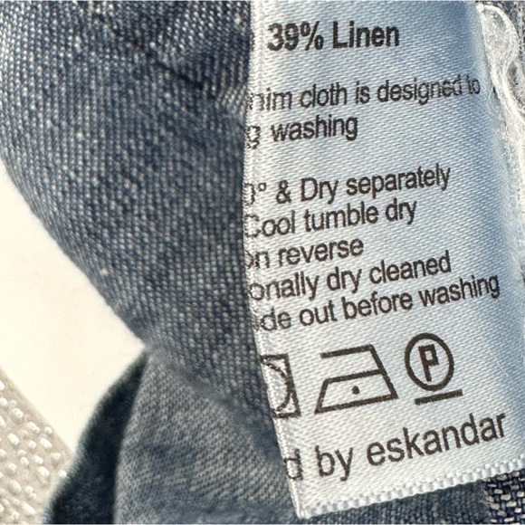 Eskandar Sleeveless Chambray Shirt Dress Front Patch Pockets Size 0 = US 4/6 - Picture 4 of 5